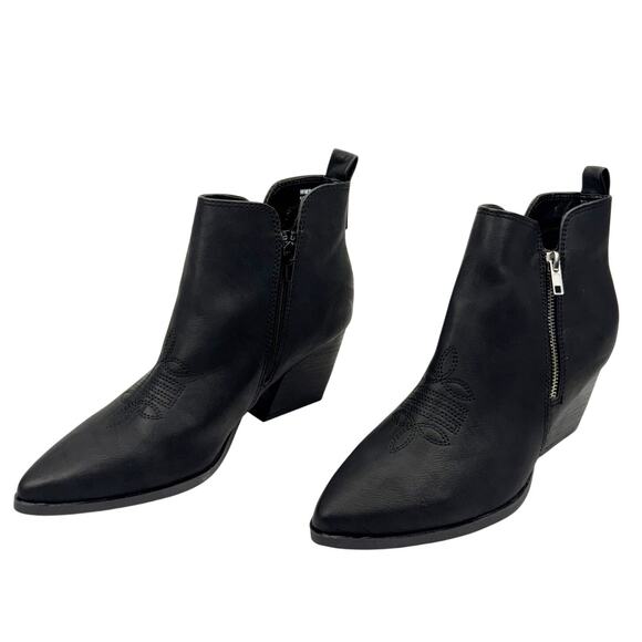 DV by Dolce Vita Shoes - dv dolce vita Black Western Faux Leather Cuban Block Heel Ankle Booties Sz 10